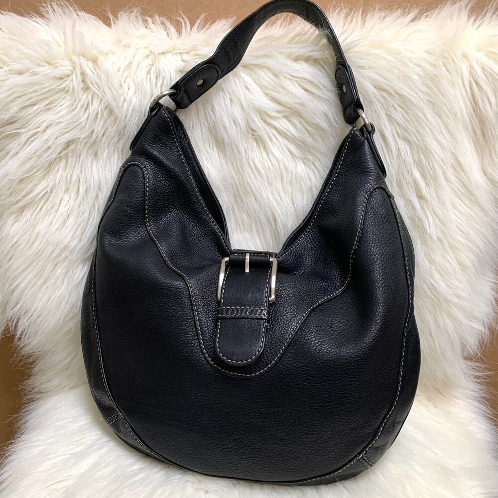 MICHAEL KORS Vintage Black Leather Large Slouchy Buckle Hobo Shoulder Bag